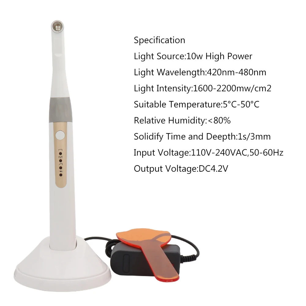 Dental 1 Second LED Curing Light Wireless Cordless Curing Lamp Machine High Power 10W 2200mah Large Capacity Dentistry Equipmen