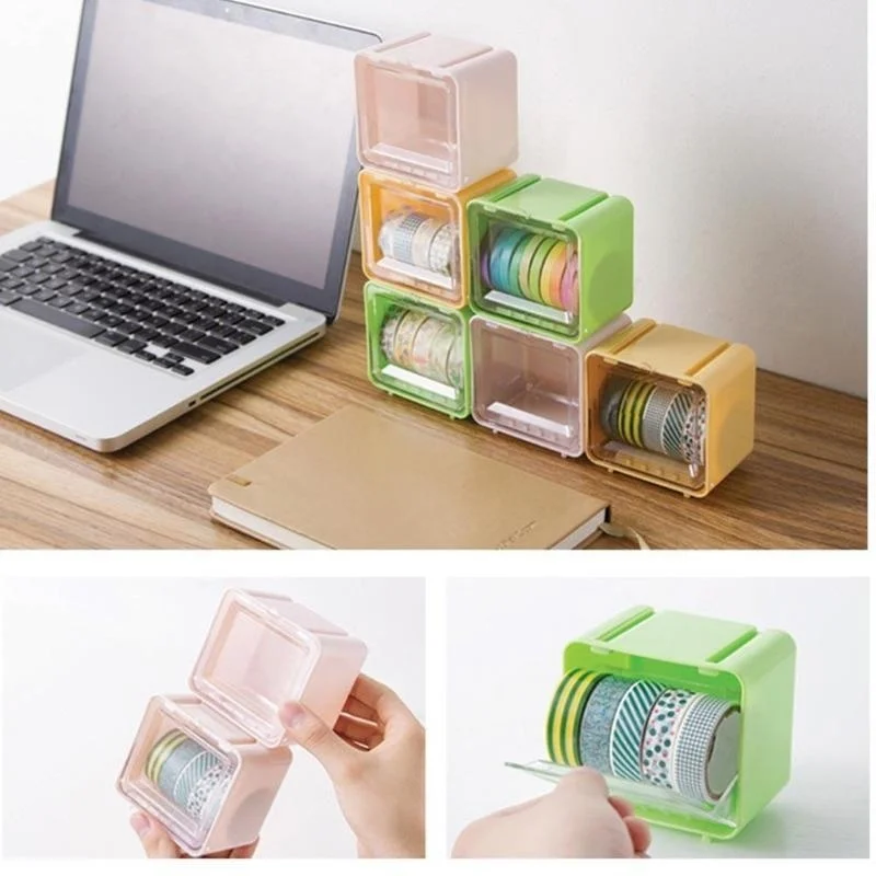 Офисный мини пластиковый ящик для хранения ленты рулон Настольный держатель