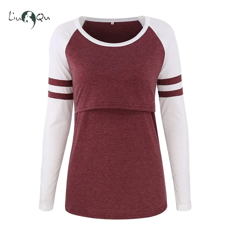 Рубашка для беременных Одежда грудного вскармливания Топы Блузка полосатая с