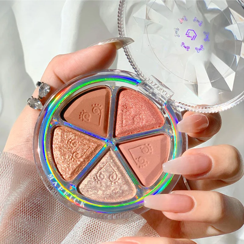 5 цветов Лепестковые тени для век Палитра перламутровый порошок металлический