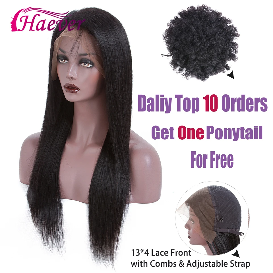 

Haever Lace Front Human Hair Wigs 13x4 PrePlucked Brazilian Hair Wigs Remy Straight Lace Front Wig with Baby Hair 180% Density