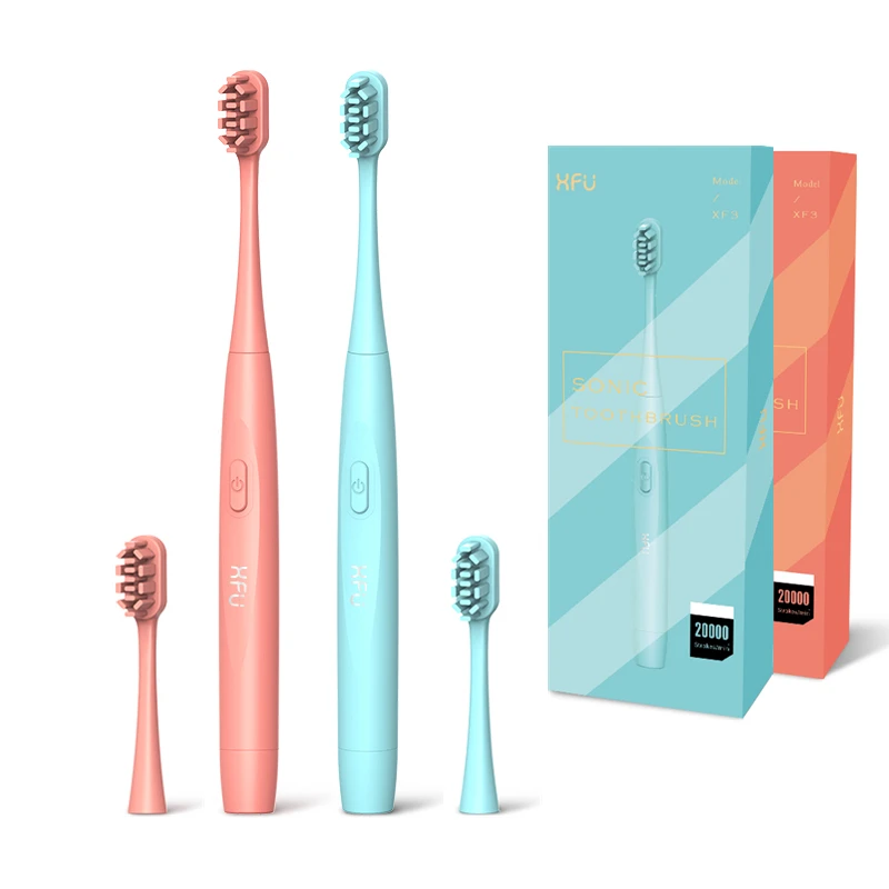 

SEAGO Electric Toothbrush Battery Powered Sonic 20000 Strokes/Min IPX7 Waterproof Soft Bristle Brush Head for Travel Couple