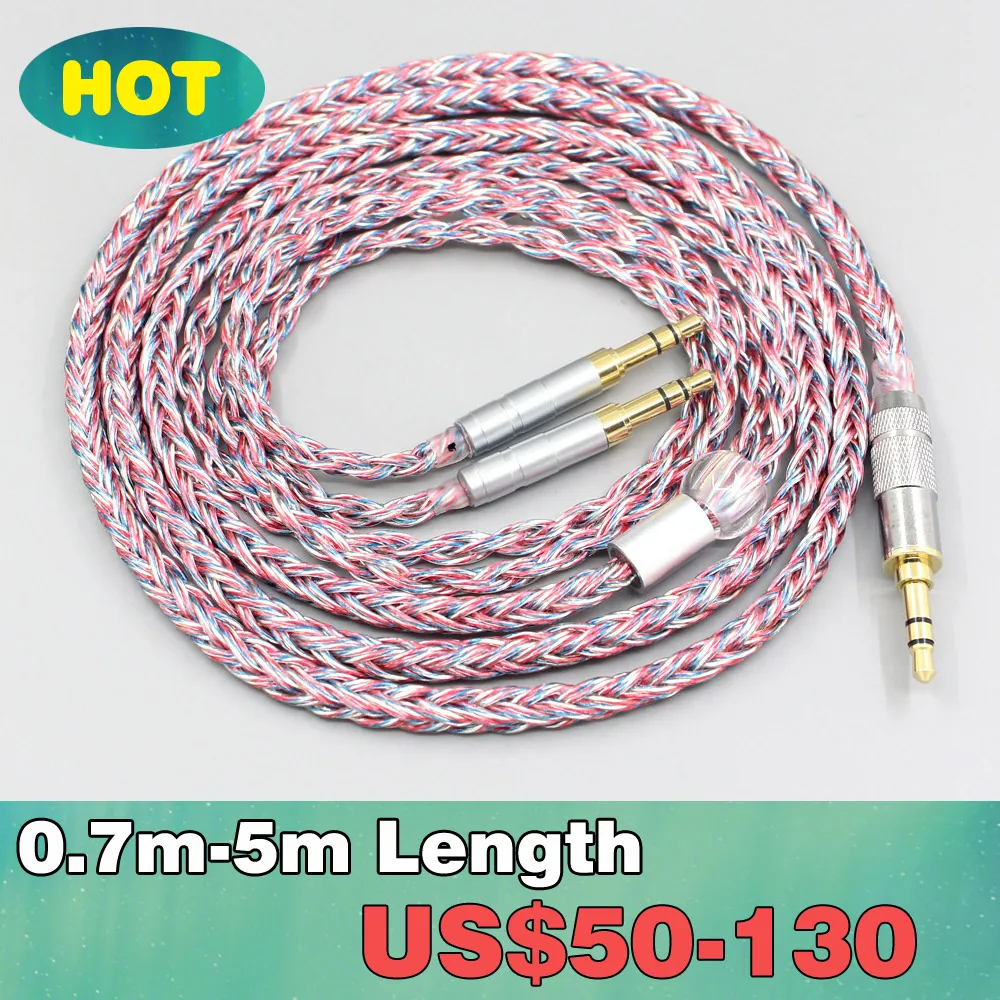 

16 Core Silver OCC OFC Mixed Braided Cable For Philips Fidelio X3 Onkyo A800 Headphone 3.5mm Pin Headset