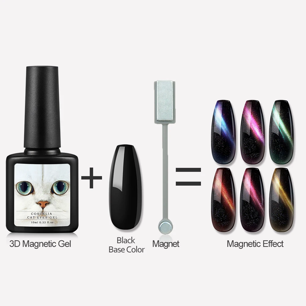 COSCELIA Гель лак для ногтей с эффектом кошачий глаз Полупостоянный отмачиваемый УФ