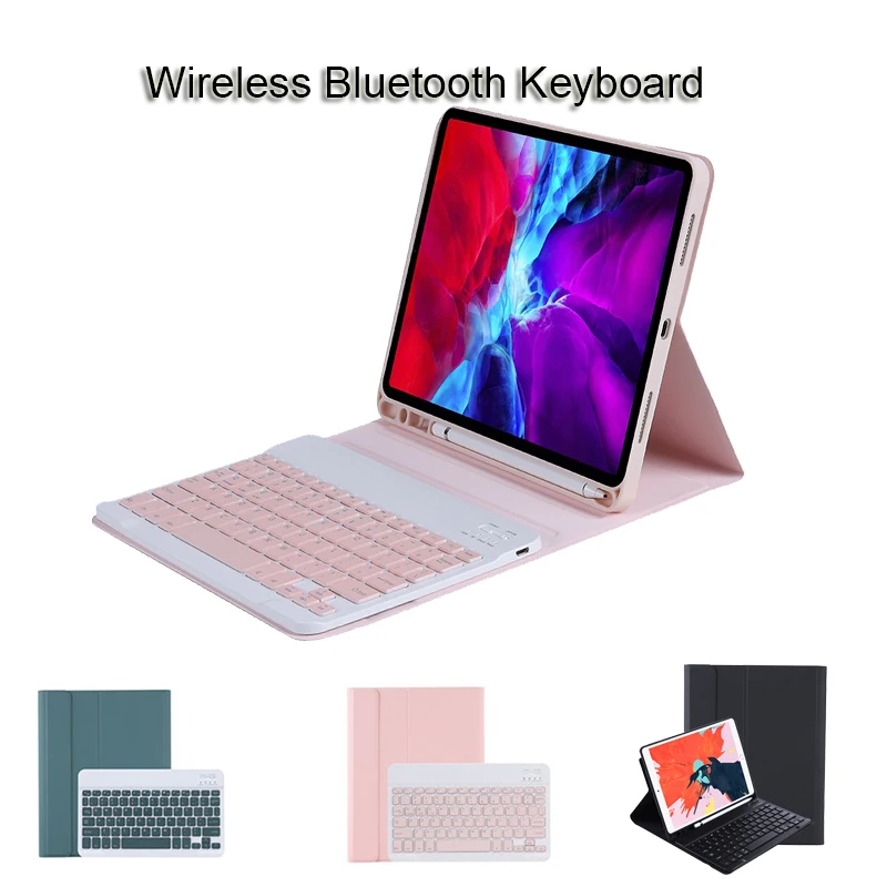 

Беспроводная Bluetooth-клавиатура для iPad 11, 2020/2018 ярких цветов, с подставкой и слотом для ручки