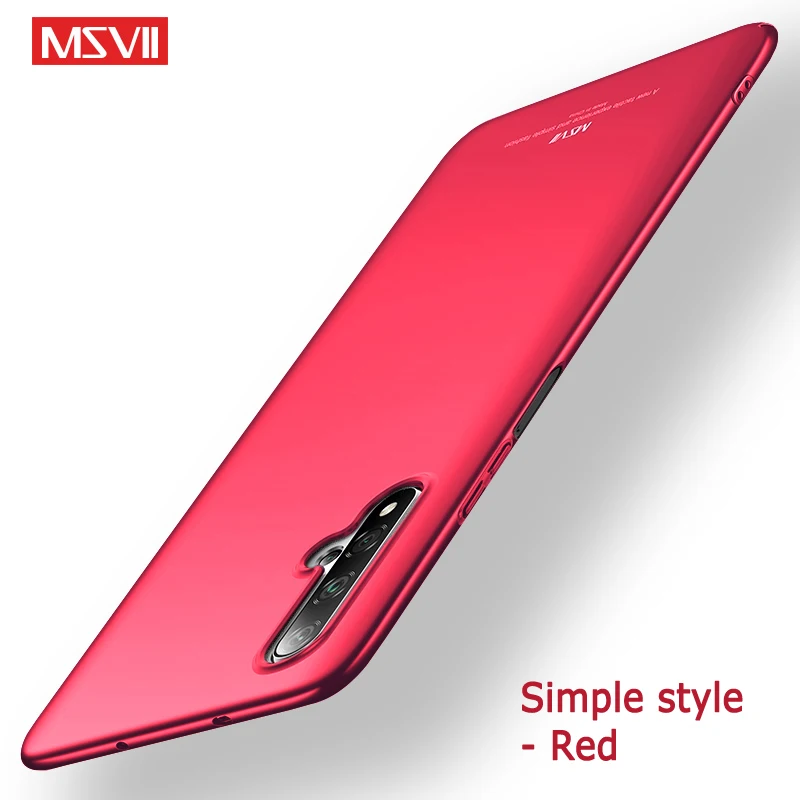 Simple red Honor 20 Pro Чехол Msvii Тонкий матовый чехол для huawei Honor 20 10 Lite 20i Чехол Жесткий PC чехол для huawei Honor View 20 V20 чехол s - Цвет: Simple red