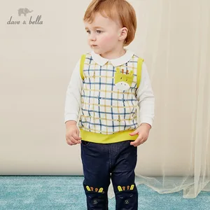 DBH14287 dave bellaосенние модные комплекты одежды в клетку с карманами для маленьких мальчиков красивые комплекты для детей Детский комплект из 2 предметов