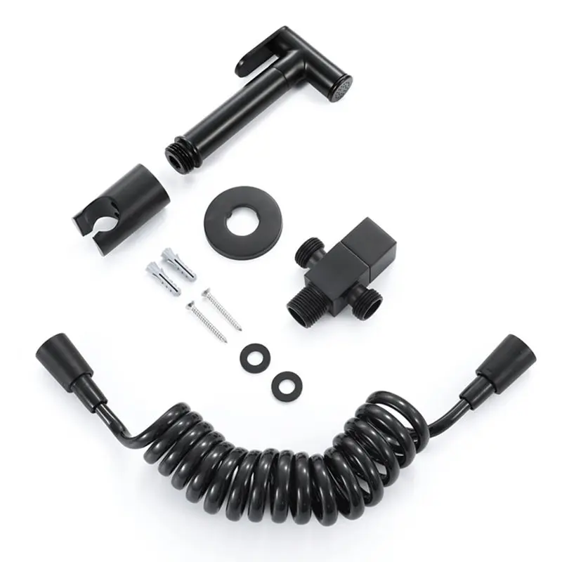 Free Shipping Matte Black Brass Handheld Bidet Spray Toilet Shattaf Sprayer Douche kit Jet Tap Holder Hose | Обустройство дома