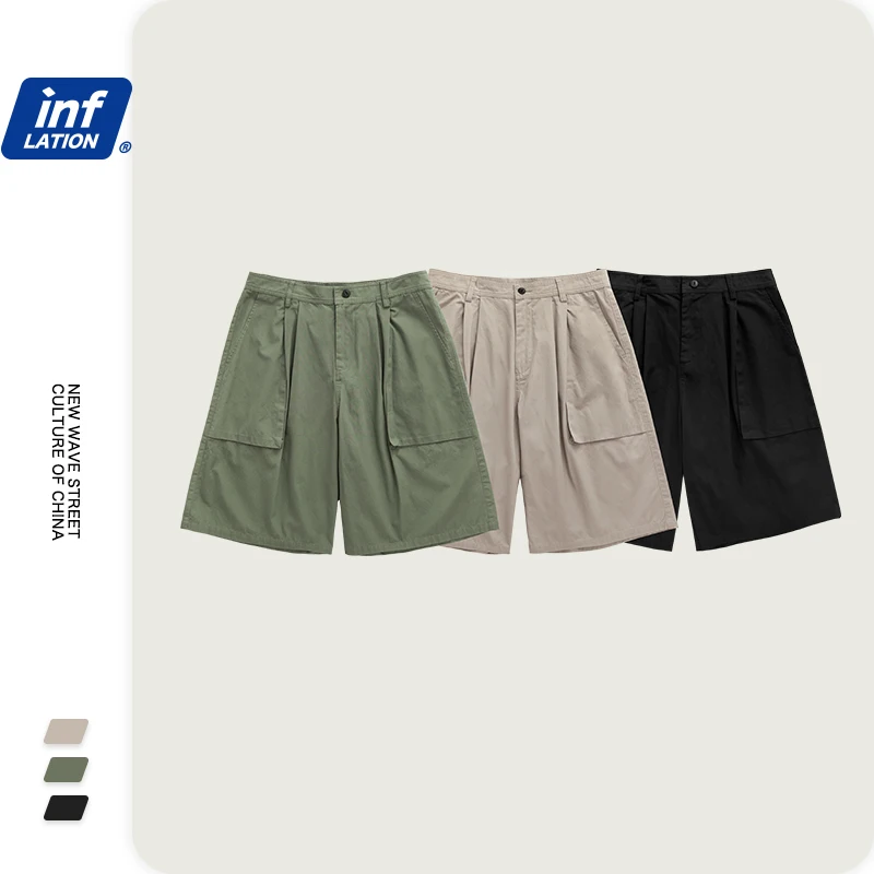 

INFLATION Mens Cargo Shorts With Quick Dry In Pure Color Mens Shorter Shorts Cargo Shorts Hip Hop Men Compression Shorts 3093S20