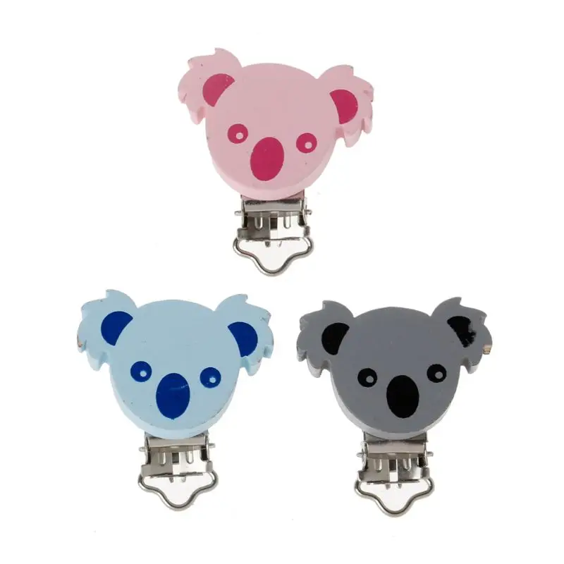 

5pcs Lovely Wooden Pacifier Clip Animal koala Baby Pacifier Clips Dummy Clips DIY Pacifier Chain Accessory 19QF