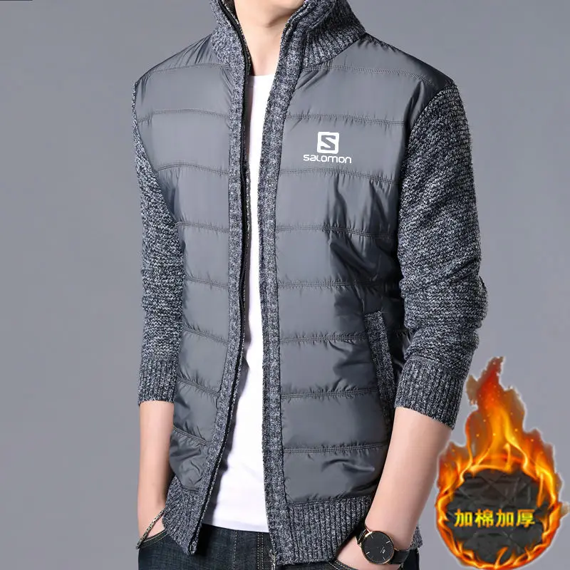 2019 новый мужской осенний сшитый свитер кардиган Повседневный трикотажные