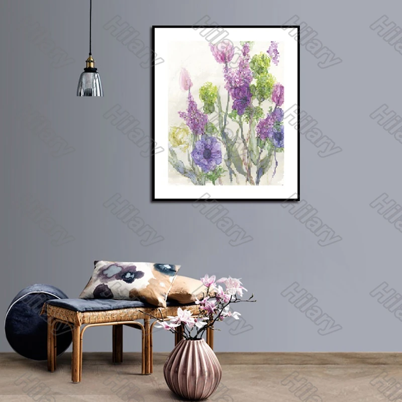 

Posters Purple Flower Plant Abstract Painting and Prints Wall Art Decoration for Living Room and Bedroom 2Pcs Frameless
