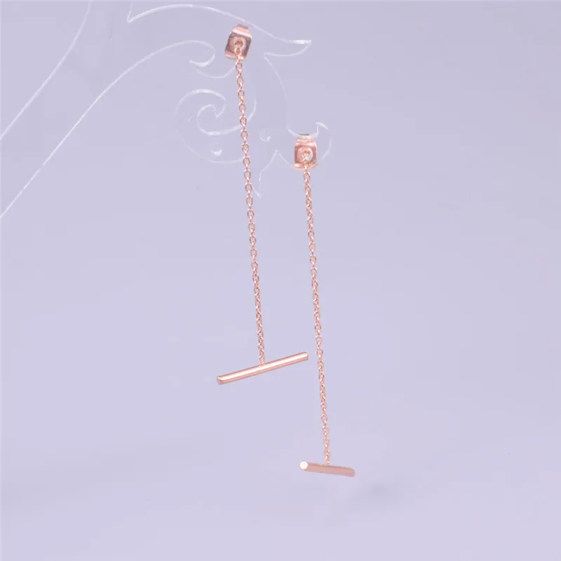 Топ бренд ювелирные изделия простой цепи длинные серьги линии розовое золото