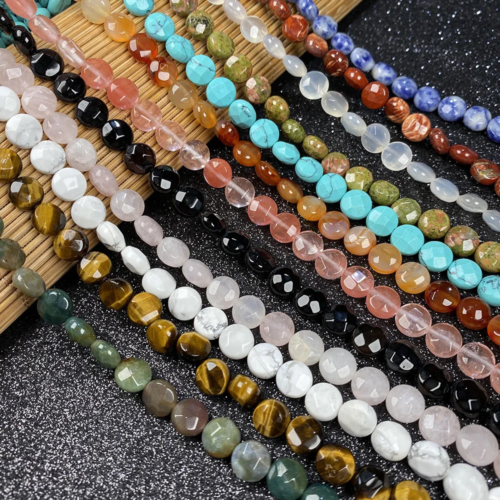

Natural Stone Bead Turquoise/Indian Agate/Sodalite/Red Stone Faceted Beads For Jewelry Making DIY Necklace Bracelet Accessory