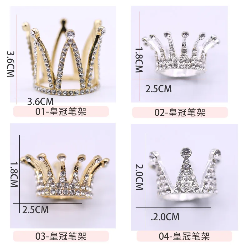 Коронка для хранения кистей для рисования ногтей с подделкой жемчуга для резьбы по дереву, рисования карандашами и кисточками (золотая).