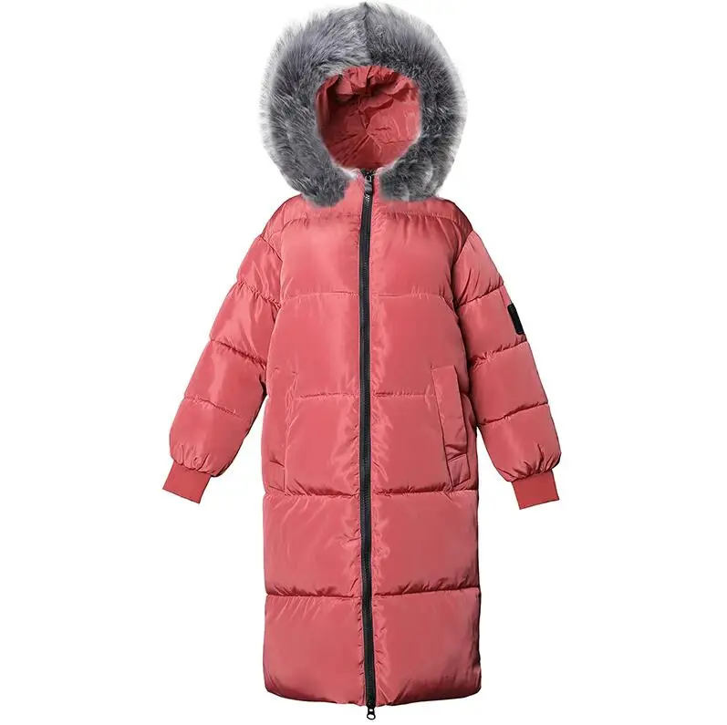 6XL 7XL, плюс размер, Женское зимнее пальто, свободные удлиненные парки, зимняя теплая Женская пуховая куртка с капюшоном, зимняя женская куртка большого размера - Цвет: light red 2
