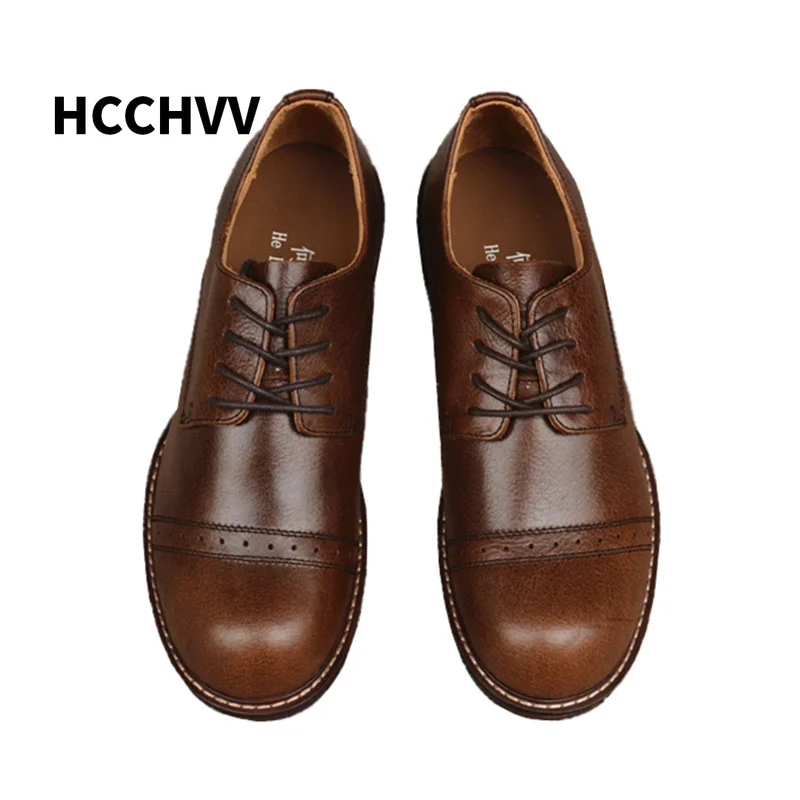 men's Oxford casual shoes Retro work handmade machine paratrooper men loafers leather | Обувь