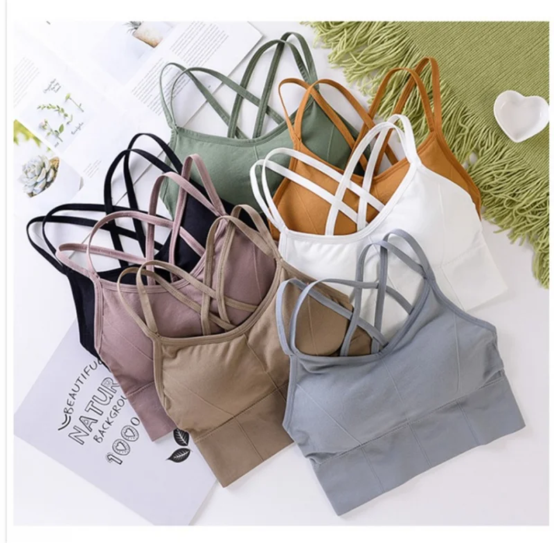 

Beauty Back Yoga Bra Women Padded Sports Top Vest Tops Shock-proof Gathering High-intensity Sports Bra Cotton Underwear Fitness