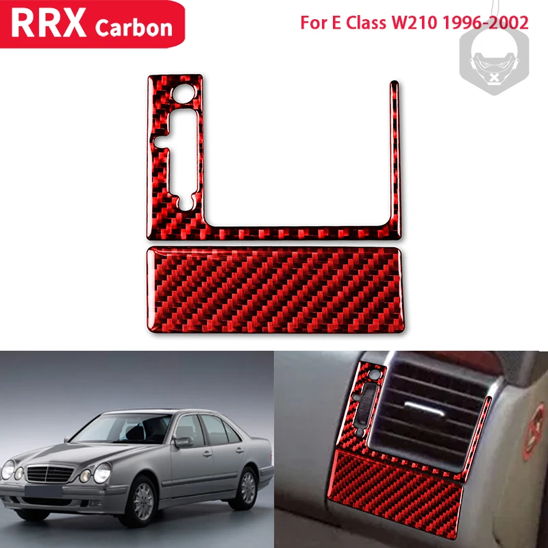 

RRX Car Carbon Fiber Sticker Copilot Air Condition Outlet Decor Frame Cover Trim for Mercedes Benz W210 E-Class 1996-2002 Red