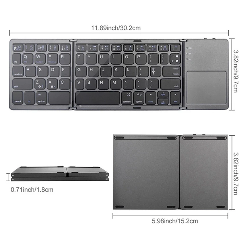 

2021 New 2.4G Wireless Bluetooth Touch Keyboard Mini Folding Compact for TV-Connected