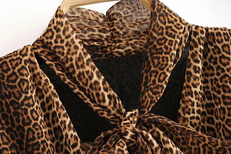 Новинка женское сексуальное мини-платье с v-образным вырезом и леопардовым