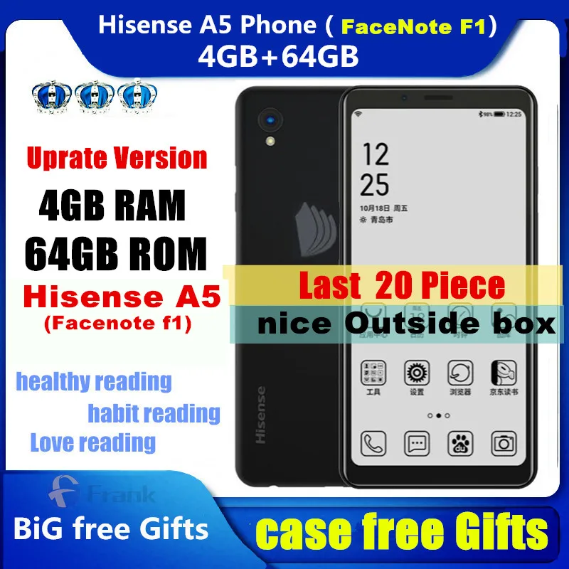Телефон Google Play Hisense A5 (FaceNote F1) 4 Гб ОЗУ 64 ПЗУ электронная книга дисплей с чистыми