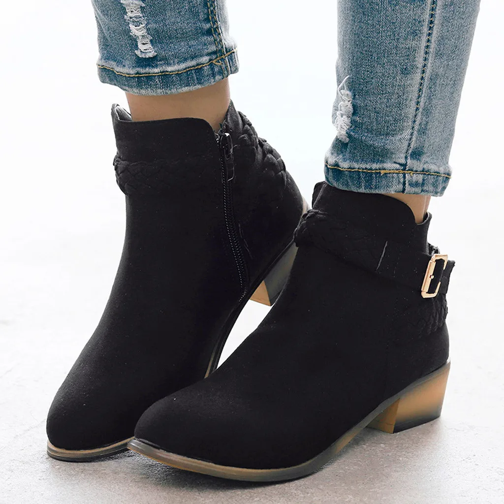 SAGACE/женские ботинки для отдыха в римском стиле однотонные полусапожки на низком