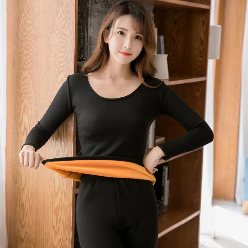 Термобелье женское бархатное утепленное длинное нижнее белье костюмы женская