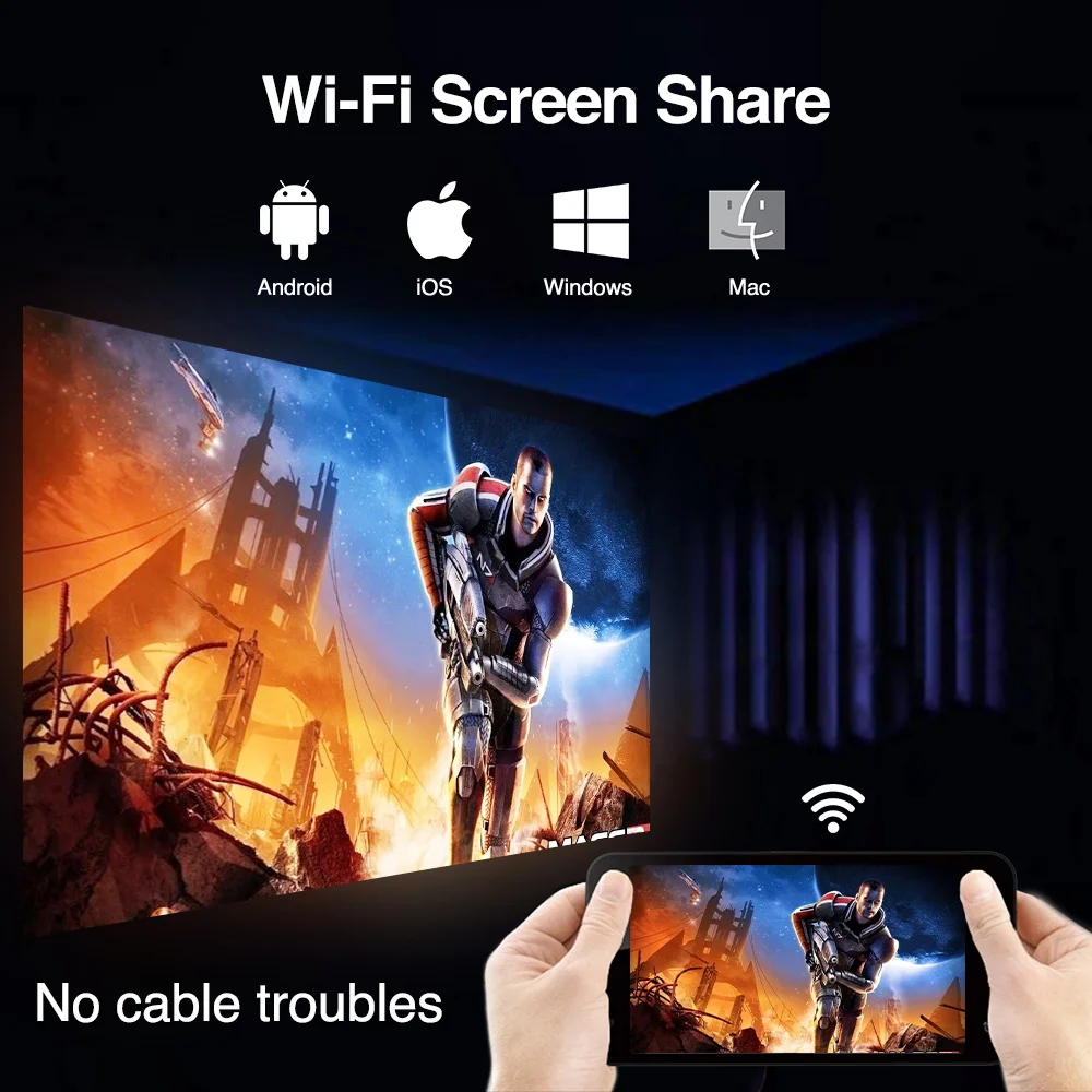 EUG видео проектор беспроводной Airplay высокое качество звука 720P Разрешение Большой