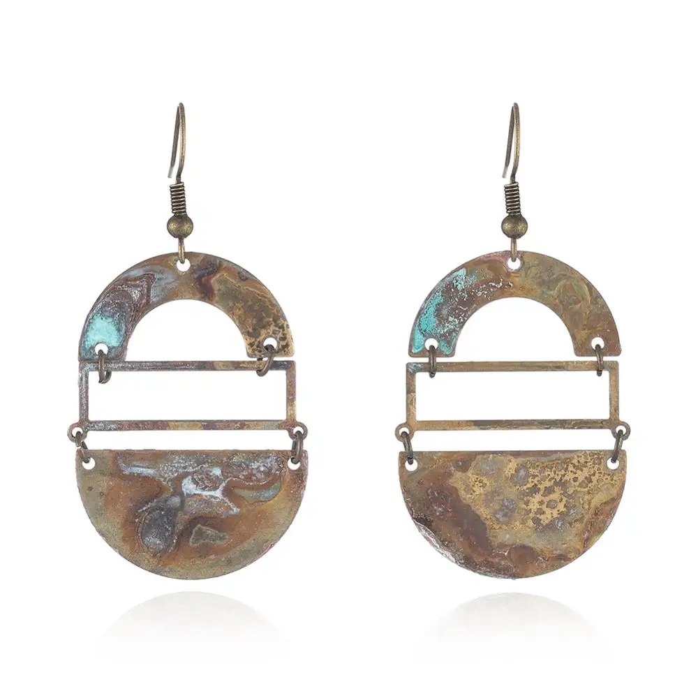 Модные новые дизайнерские массивные серьги патина ювелирные