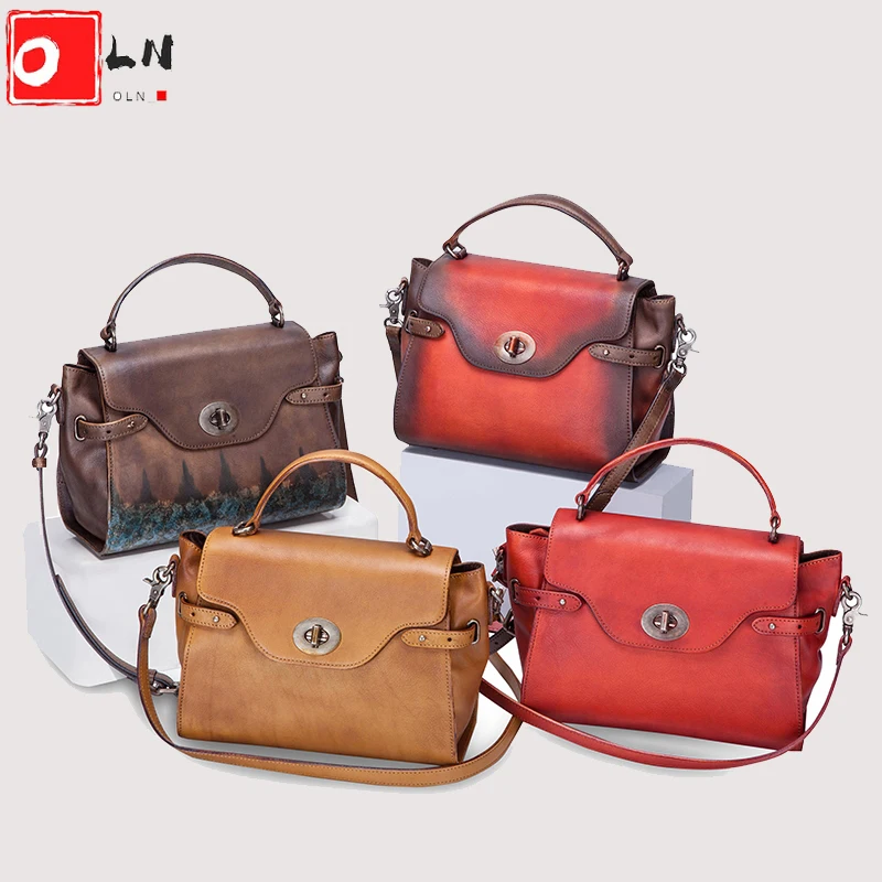

Брендовая нечеткая женская сумка OLN, женская сумка из натуральной кожи, винтажная дизайнерская спортивная сумка с клапаном и замком, Bolsos 2020
