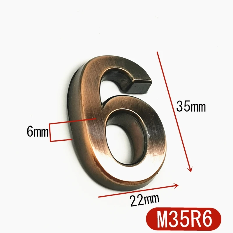 

Пластиковая наклейка номер дома красный бронза