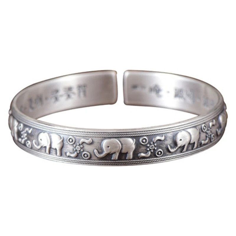 

The New Handmade Elephant Men's And Women's Bracelets Big Curse Silver Solid Retro Open Bracelet Bracelet Jewelry Accessory