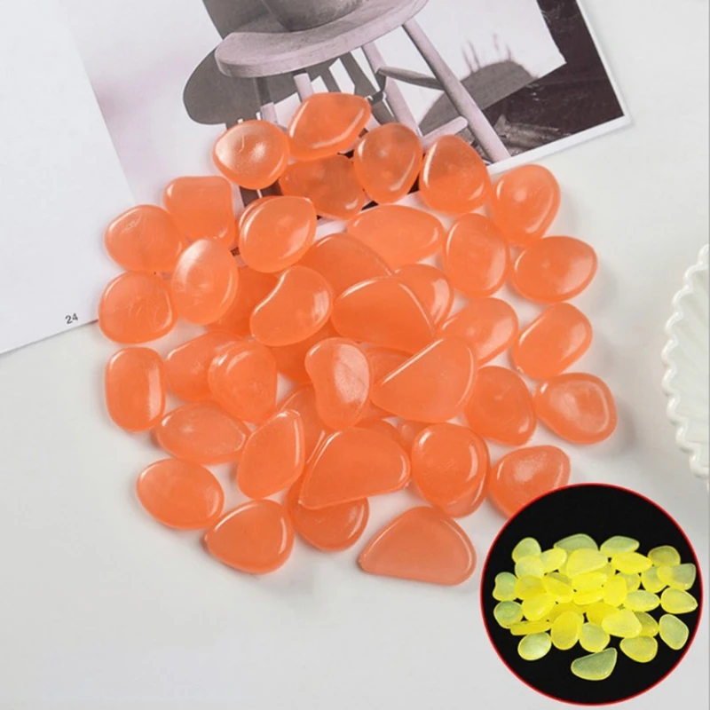 

MXLB 50 Pcs Glow in Dark Garden Pebbles Stones Rocks for Yard and Walkways Decor Fish Tank Aquarium Rocks DIY Decorative Stones