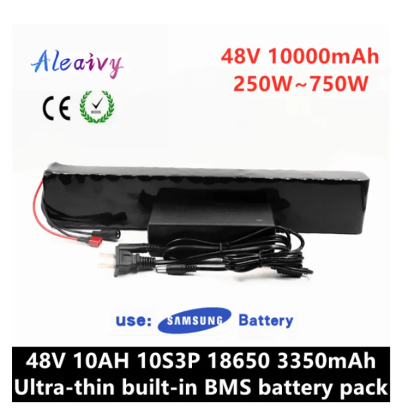

Aleaivy Genuine 500W lithium-ion Battery Pack Adopts Samsung 48V 13s3p 10ah e-bicycle With Built-in BMS Battery With 48v Charge
