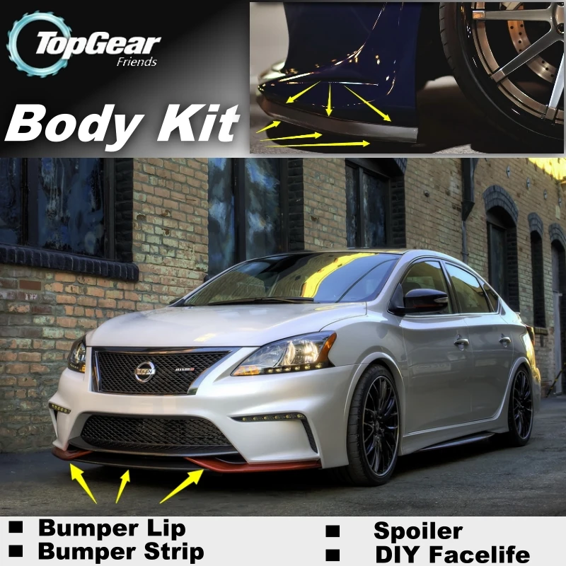 Дефлектор губ на бампер для Nissan Sentra Sylphy Pulsar седан передний спойлер юбка