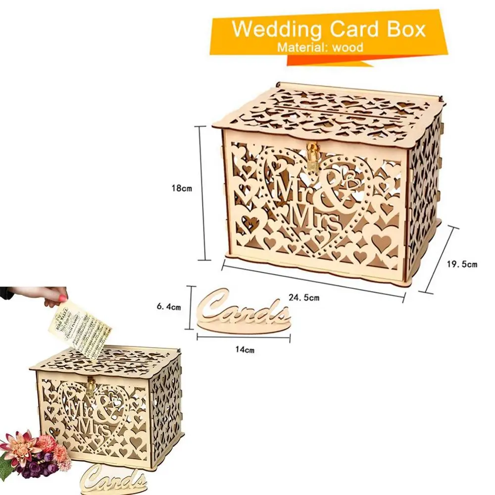 Cards box Style 2 QIFU рустикальная Свадебная карта свадебное оформление коробки винтажный свадебный стол Свадебный декор для свадеб аксессуары Mr Mrs Свадебное кружево - Цвет: Cards box Style 2