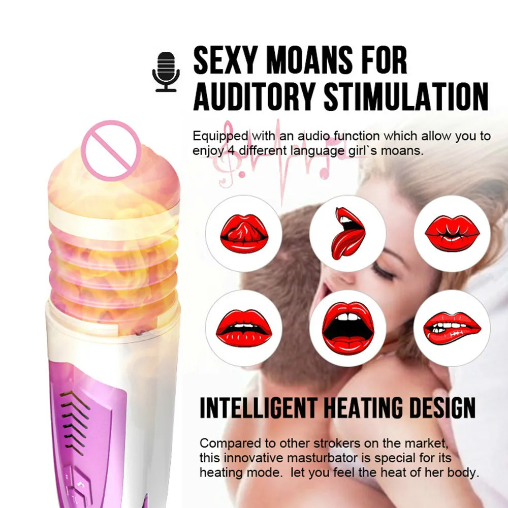 Smart Pulse Male Masturbator Cup Real Female voice Heating Sucking Vagina Pussy Vibrator Sex Machine adult Sex Toys for men