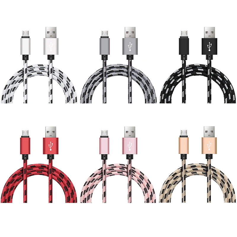 Нейлоновый плетеный кабель Micro USB 1 м/2 м/3 м синхронизации данных типа C для Samsung HTC