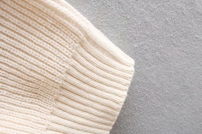 ZA women winter sweaters o-neck lace patchwork long sleeve knitted pullover 2019 new autumn casual loose elegant cream sweater | Женская