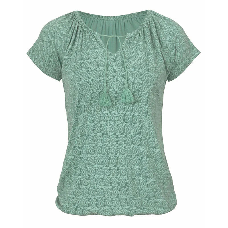 

Nice Pop Women T-shirt Casual Wild V-neck Short-sleeved Shirt Printed Strap T-shirt Pop 88
