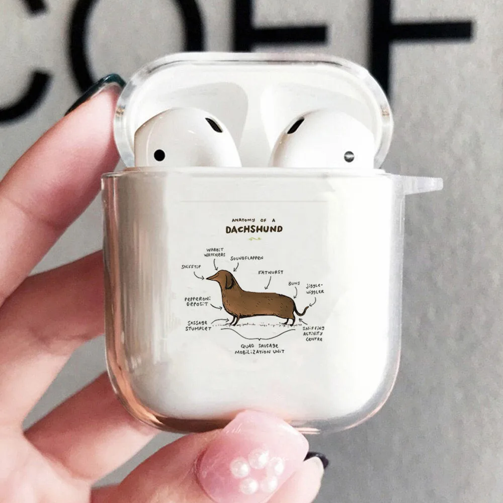 

Забавный ТПУ чехол с рисунком таксы собаки для AirPods 1 2 беспроводной Bluetooth чехол для Air Pods аксессуары для наушников зарядное устройство