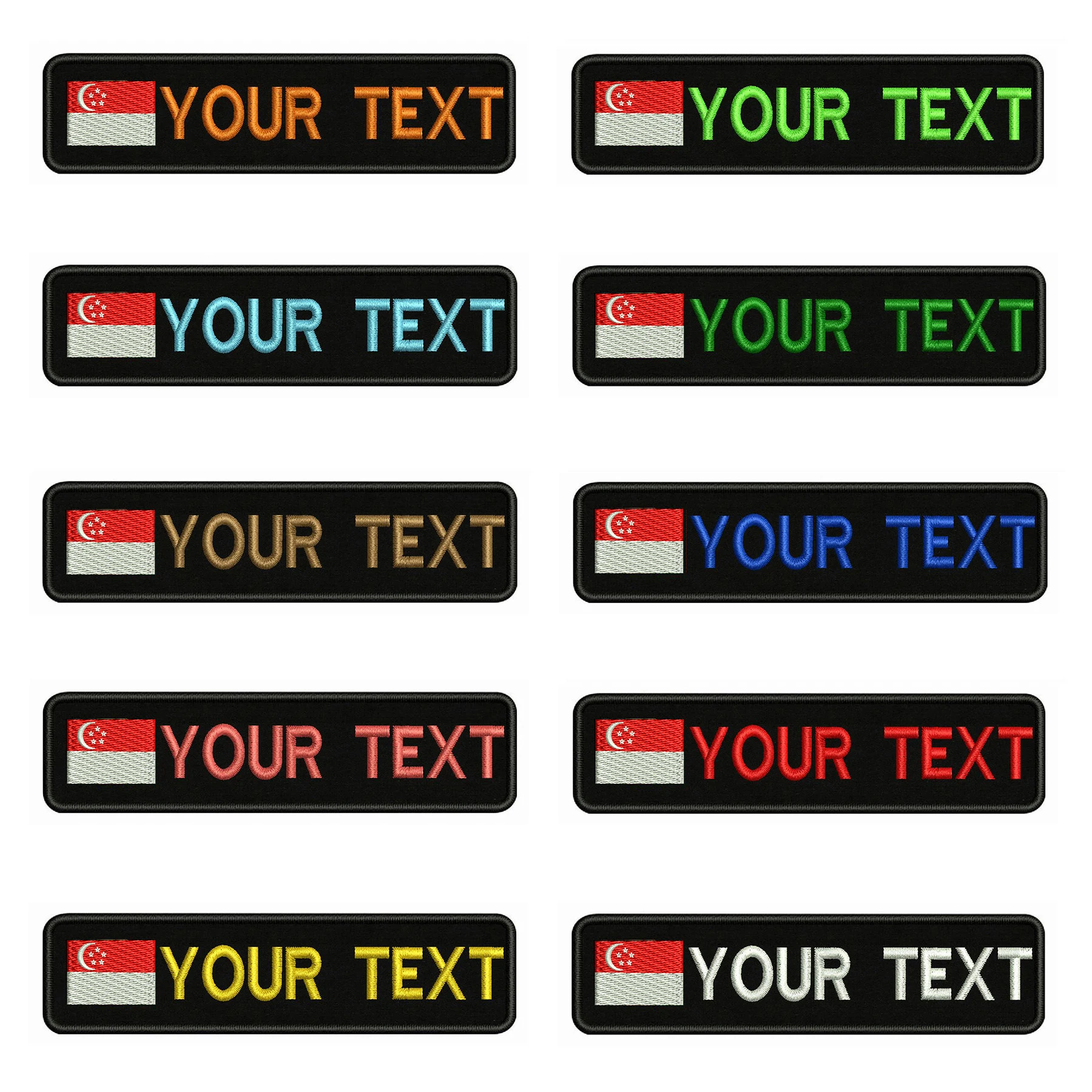 Сингапур Флаг 10х2 5 см вышивка пользовательское имя заплатка с текстом полосы