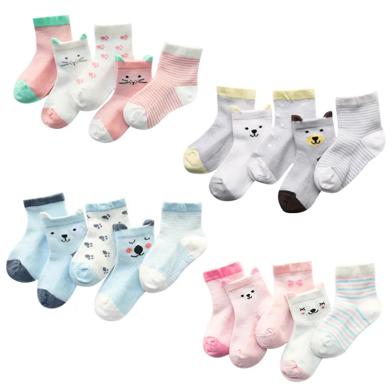 

5Pairs/lot Cotton Striped Baby Socks Newborn Boys Girls Thin Sock Cute Toddler Kid Size 0-5T Spring Summer