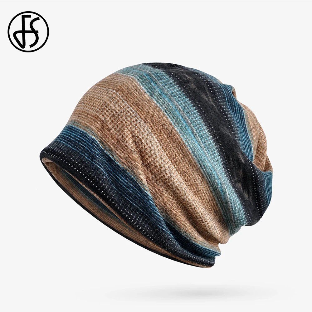 Женский и мужской бархатный шарф кольцо FS трикотажная шапка в полоску