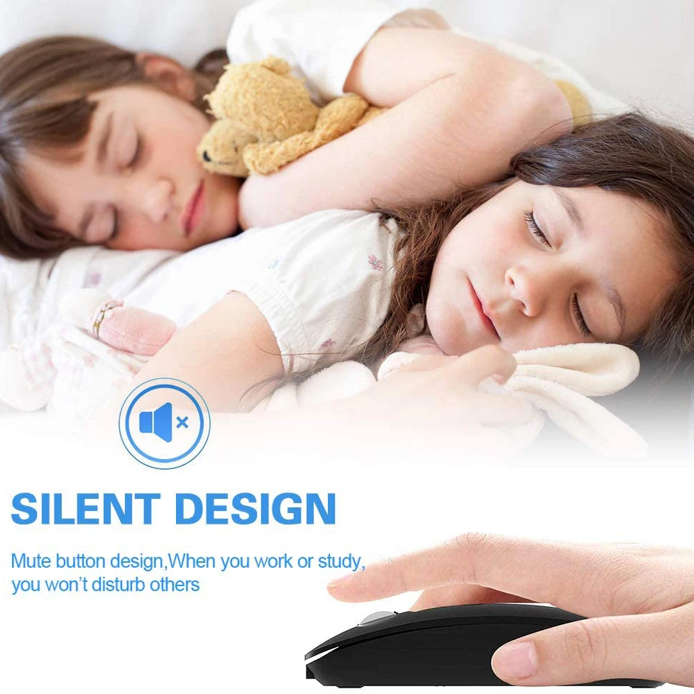 wireless bluetooth mouse slim dual modebluetooth5 0 2 4g wireless rechargeable wireless mice 3 adjustable dpi for laptop mac free global shipping