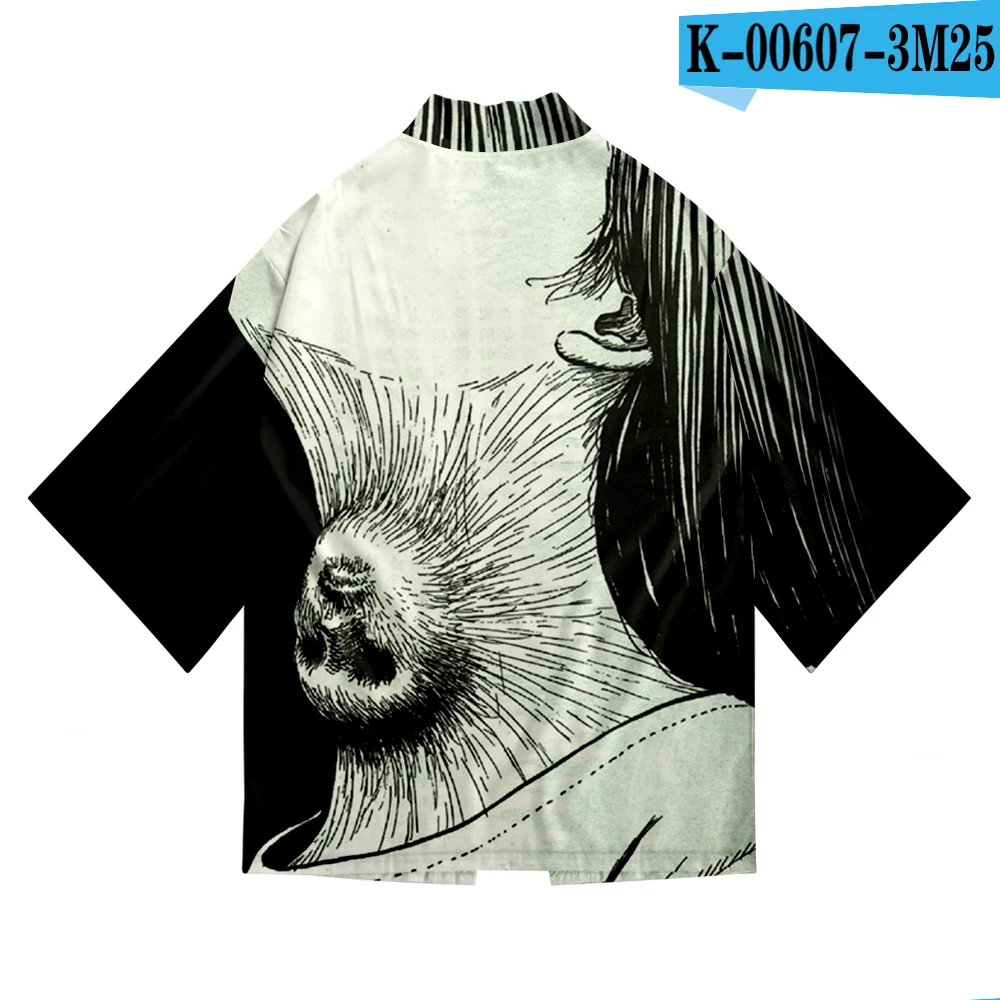 Junji Ito 3D печать Аниме японское кимоно хаори юката косплей для женщин/мужчин Модная Летняя Повседневная крутая уличная одежда с коротким рукавом - Цвет: F