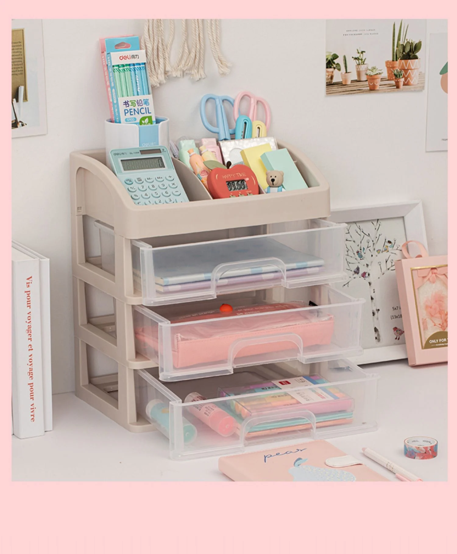 

2021 Makeup Organizer Desktop Cosmetic Jewelry Skincare Shelf Drawer Type Book Pencil Pen Office Supplies Stationery Storage Box