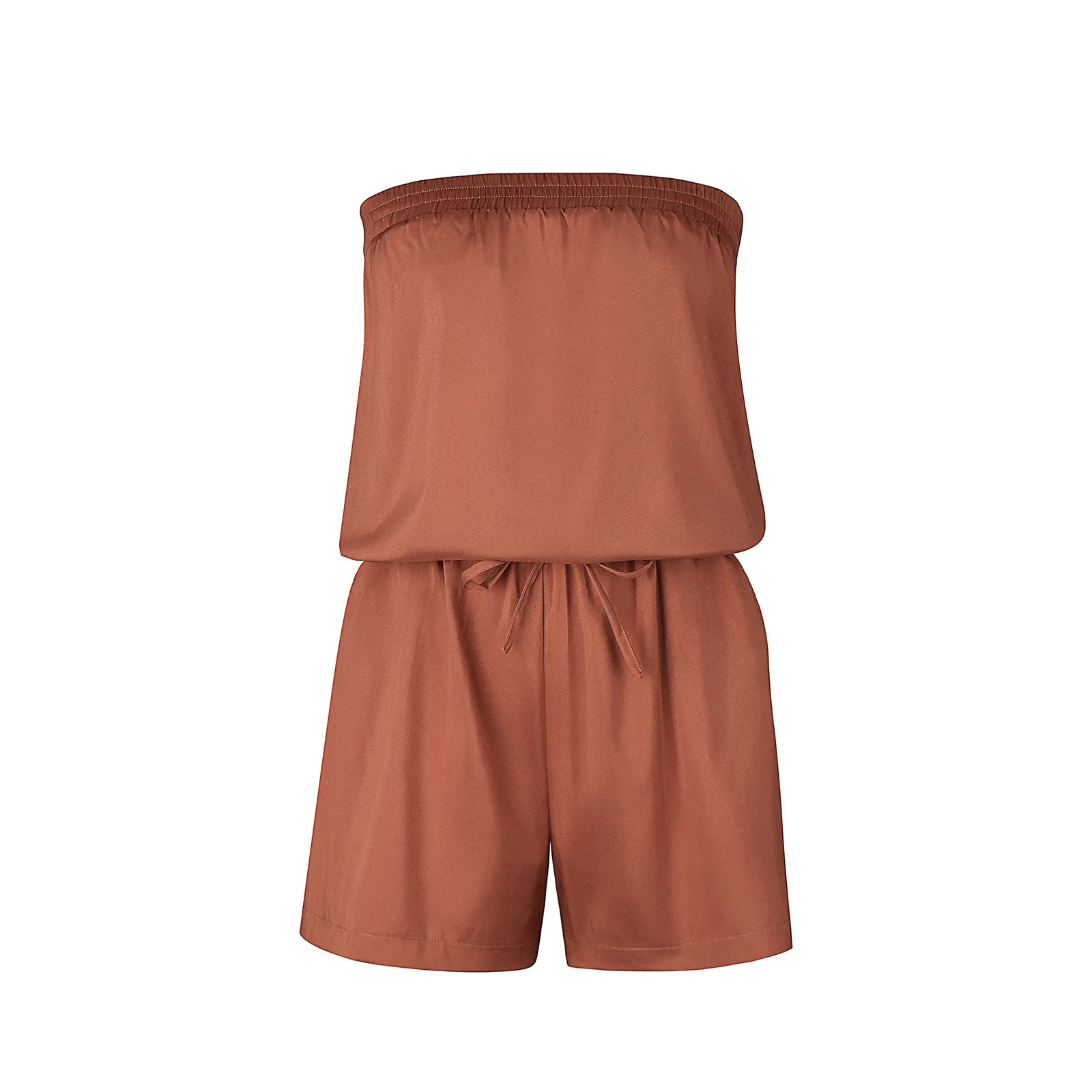 

Women's Sweatshirt Set 2021 New Fashion Ladies Casual Off Shoulder Strapless Belted Jumpsuit Romper With Pocket Women's Pants