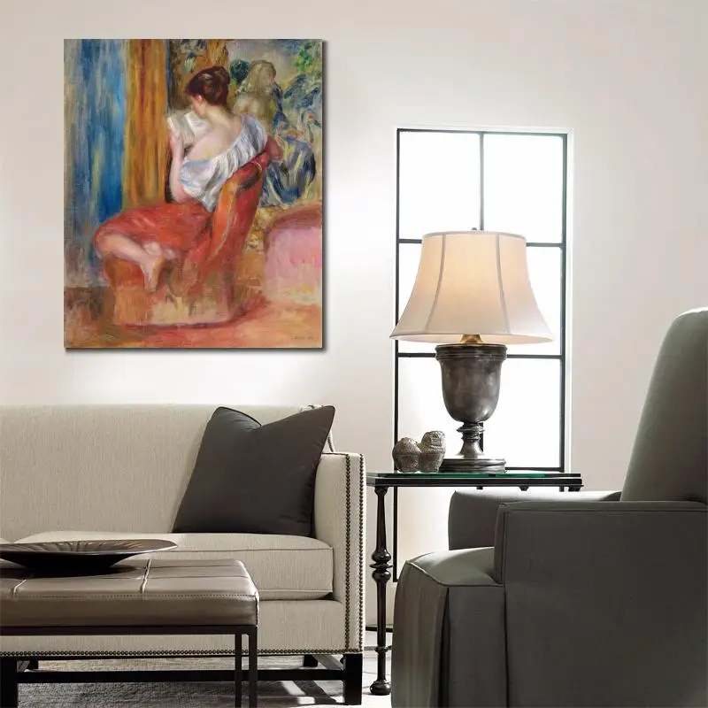 Goedkoop Handgemaakte Wall Art Olieverfschilderijen Op Canvas Voor Woonkamer Pierre Auguste Renoir Lezen Vrouw Kunstwerk Speciale Gift Kerst